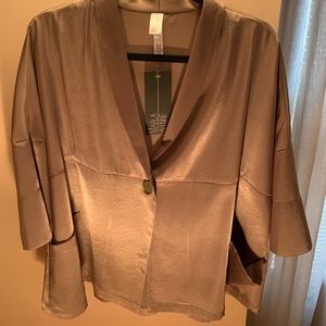 Marla Wynne Satin Crop Jacket Bronze